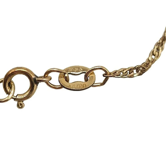 PPC Rose Floral Oval Shape Pendant Chain Necklace Spring Ring Clasp Gold Filled - Picture 5 of 7